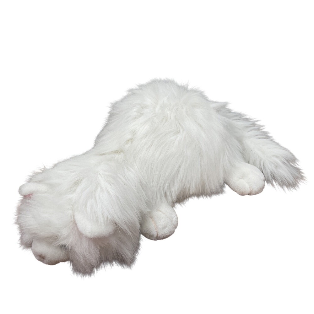VTG 80s Realistic‎ White Persian Cat 22" Chrisha Playful Plush Bell Sleeping Lap